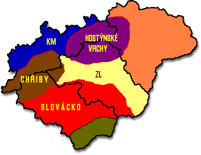 Mapa turistickch oblast Zlnskho kraje